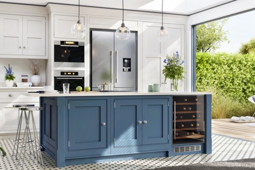 kitchen island painted blue
