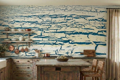 kitchen with cracked faux finish on wall