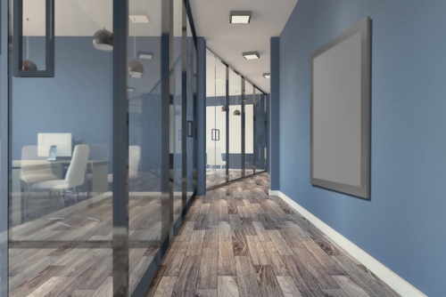 offices painted blue