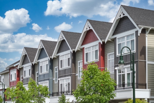 row of townhomes with new coat of paint